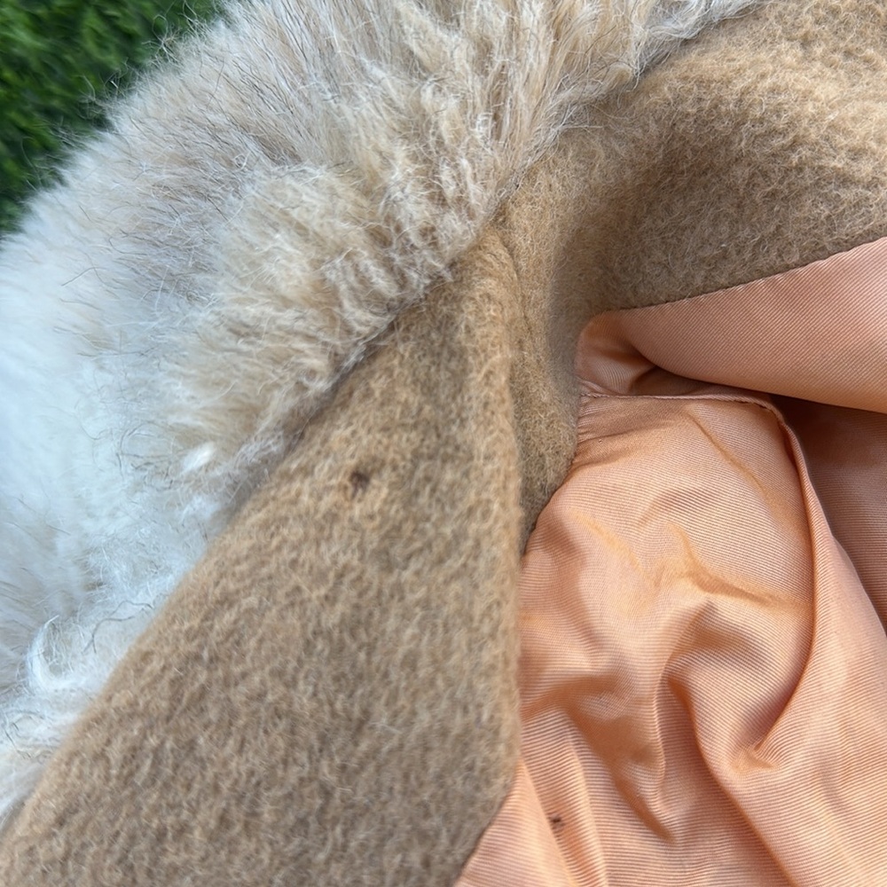 Vintage wool & faux fur collar double-breasted belted coat penny lane style, 14 - Picture 11 of 11